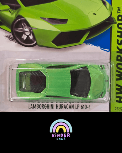 Hot Wheels Lamborghini Huracan LP610 - 4 - Green (Error Card - 2013) - Kinder Logs