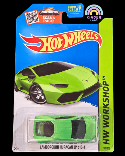 Hot Wheels Lamborghini Huracan LP610 - 4 - Green (Error Card - 2013) - Kinder Logs