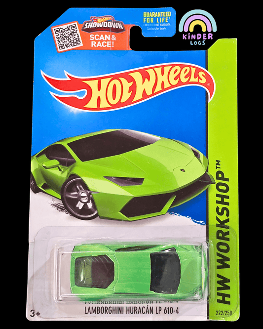 Hot Wheels Lamborghini Huracan LP610 - 4 - Green (Error Card - 2013) - Kinder Logs