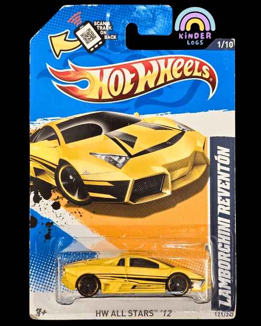 Hot Wheels Lamborghini Reventon - Yellow (2011 Imported Card) - Kinder Logs