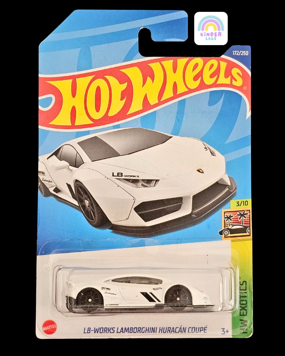 Hot Wheels LB Works Lamborghini Huracan - White With Black Alloys - Kinder Logs