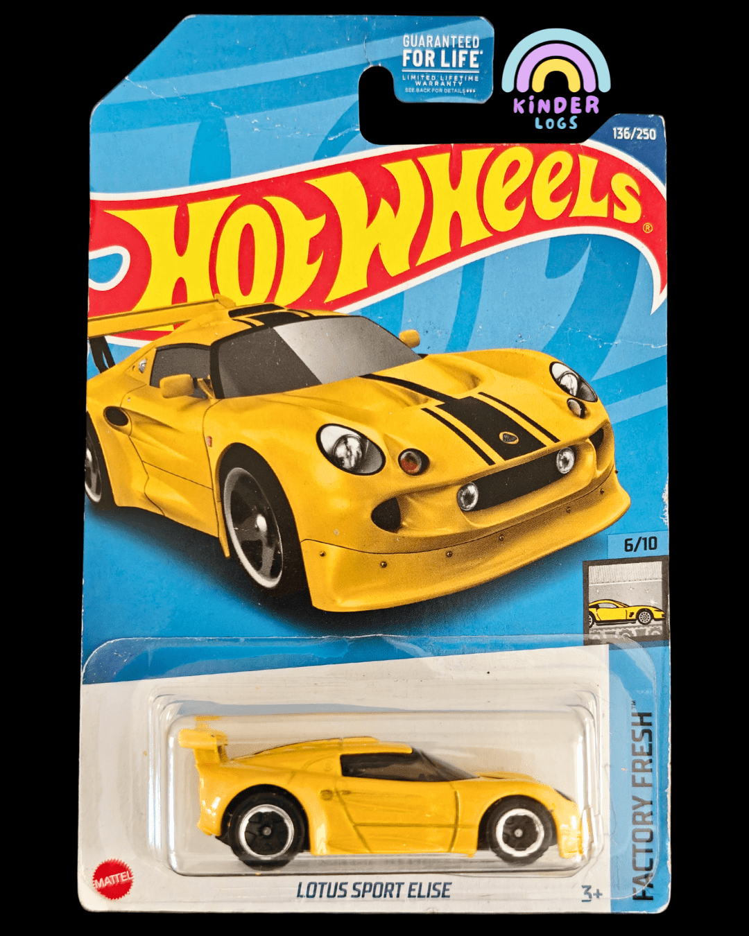 Hot Wheels Lotus Sport Elise - Yellow (Imported - Creased Card) - Kinder Logs