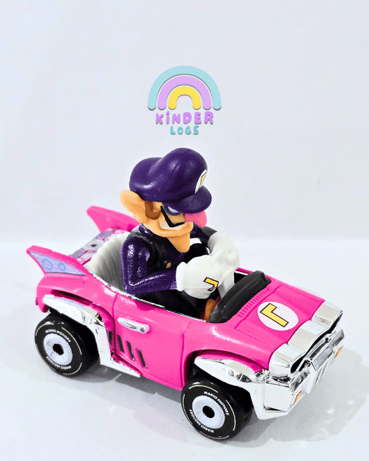 Hot Wheels Mario Kart - Badwagon - WALUIGI Car (Uncarded) - Kinder Logs