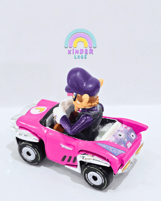 Hot Wheels Mario Kart - Badwagon - WALUIGI Car (Uncarded) - Kinder Logs