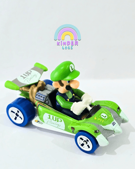 Hot Wheels Mario Kart - Circuit Special - LUIGI Car (Uncarded) - Kinder Logs