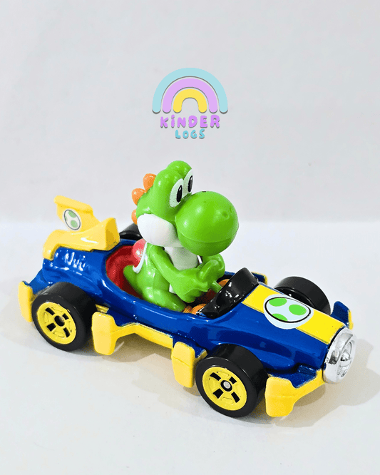 Hot Wheels Mario Kart - Mach 8 - YOSHI Car (Uncarded) - Kinder Logs