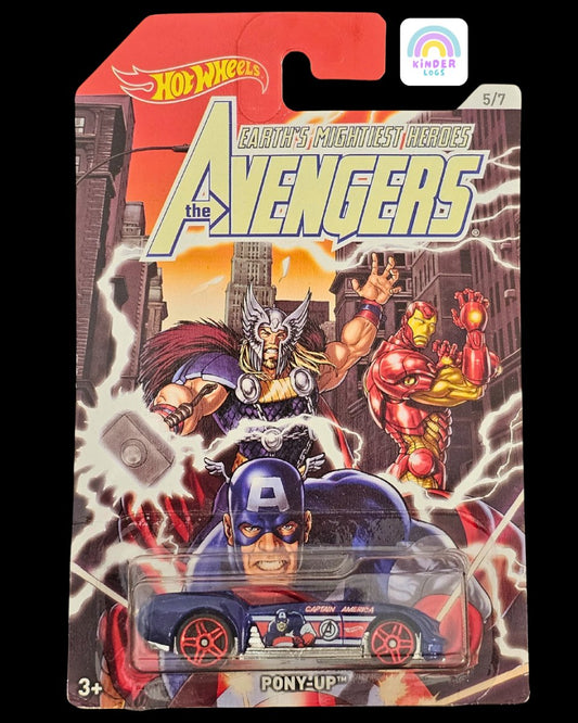 Hot Wheels Marvel Avengers Pony - Up Captain America Car - Kinder Logs