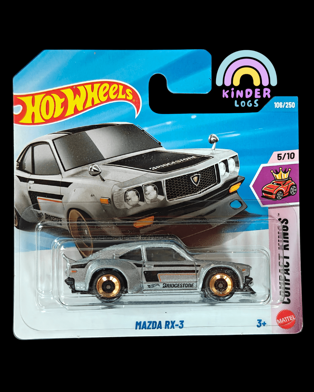 Hot Wheels Mazda RX - 3 - Silver - Short Card (Imported) - Kinder Logs