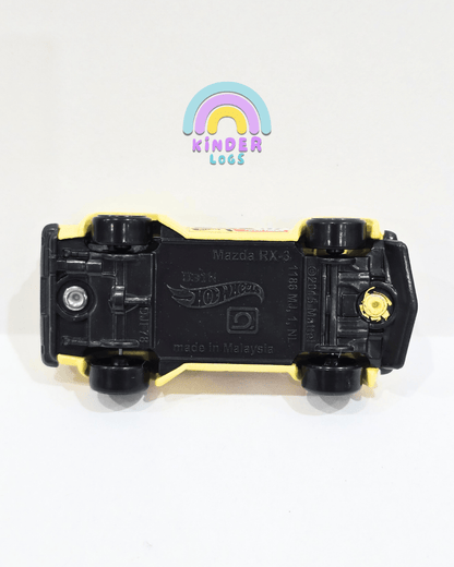 Hot Wheels Mazda RX - 3 - Yellow (Uncarded - New) - Kinder Logs
