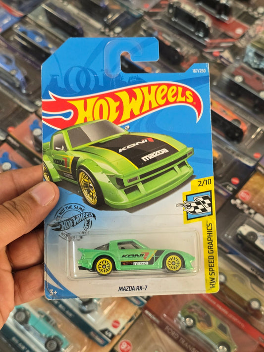 Hot Wheels Mazda RX - 7 Koni Edition (Green) - Kinder Logs