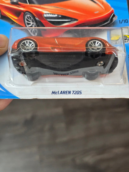 Hot Wheels McLaren 720S - Orange (2018 Card) - Kinder Logs