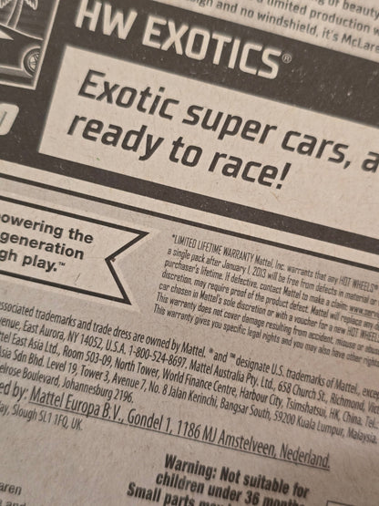 Hot Wheels McLaren Elva - Blue (Imported) - Kinder Logs