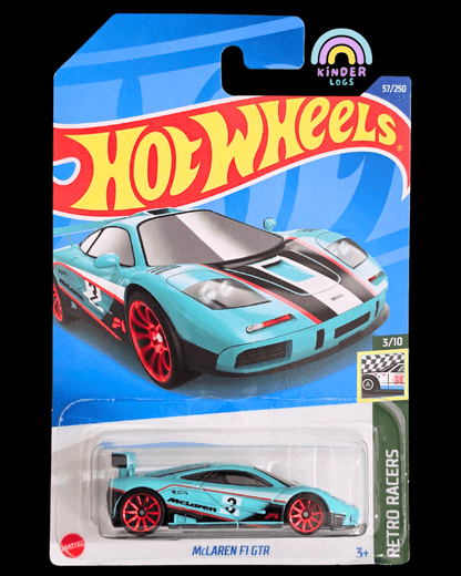 Hot Wheels McLaren F1 GTR - Cyan (Imported) - Kinder Logs