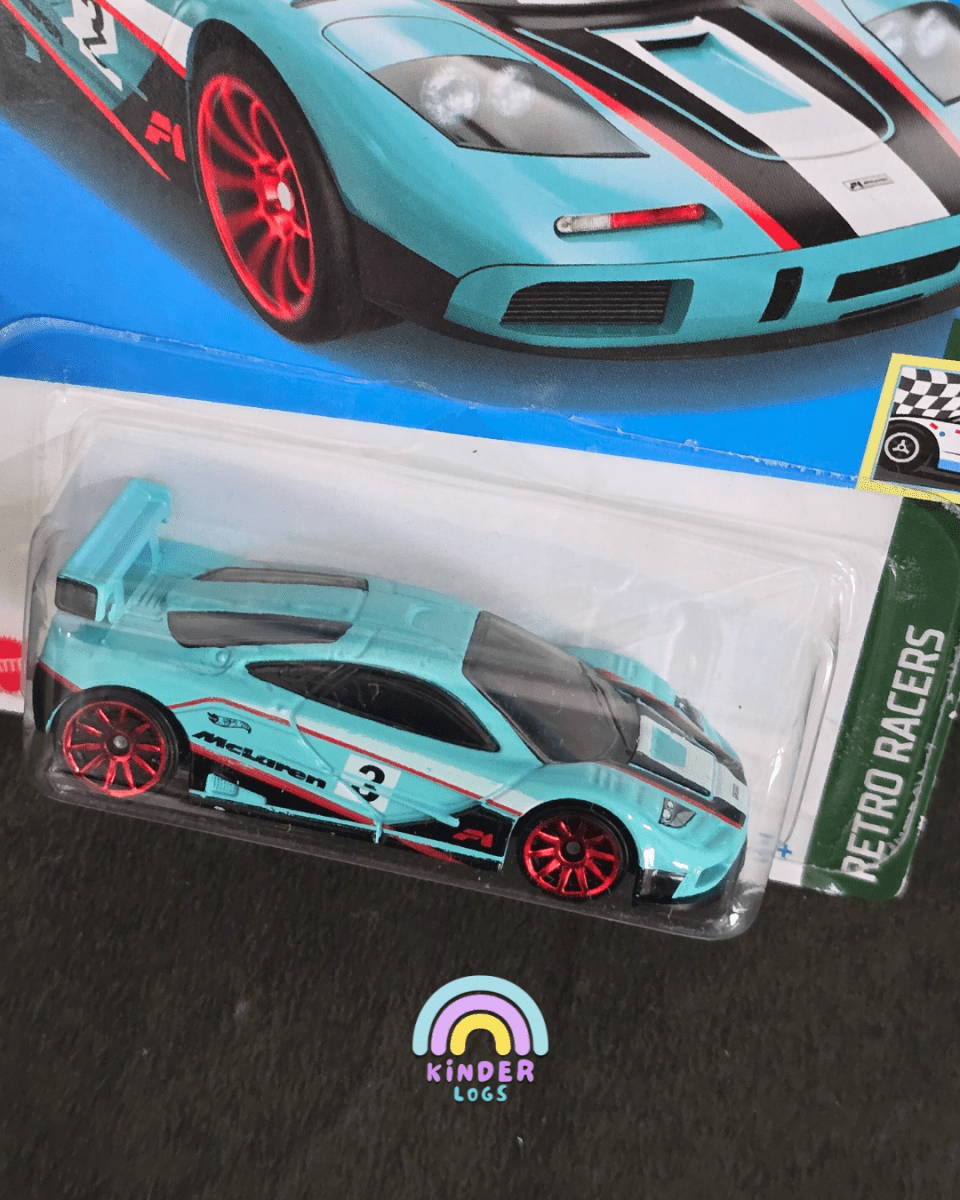 Hot Wheels McLaren F1 GTR - Cyan (Imported) - Kinder Logs