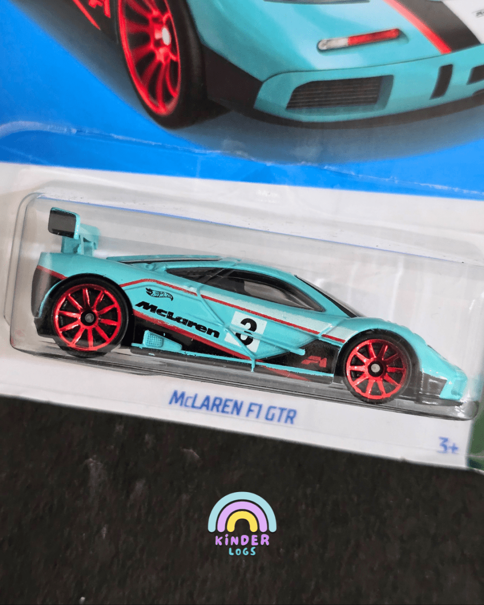 Hot Wheels McLaren F1 GTR - Cyan (Imported) - Kinder Logs