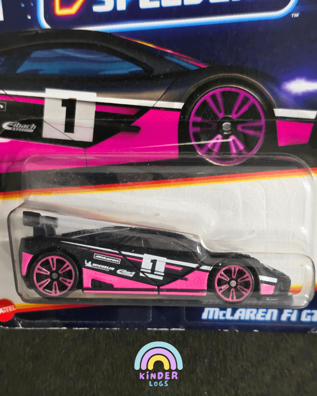 Hot Wheels McLaren F1 GTR - Neon Speeders (Imported) - Kinder Logs
