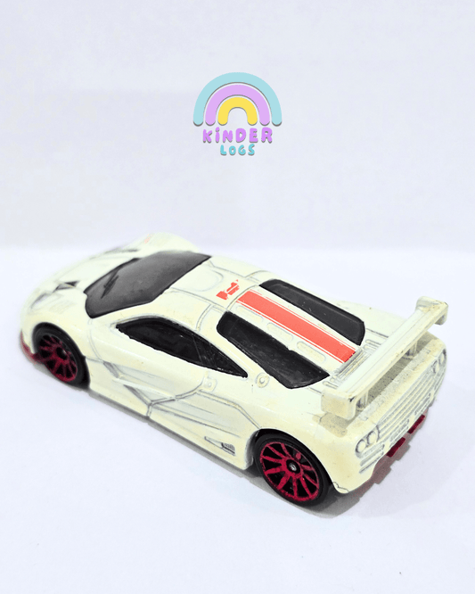 Hot Wheels McLaren F1 GTR With Red Base - White (Used Car) - Kinder Logs