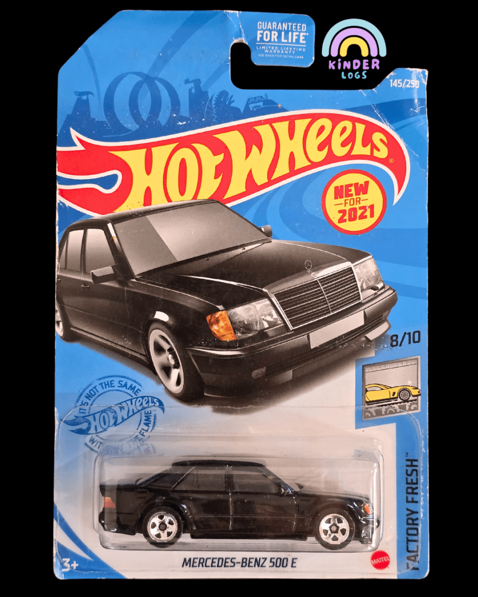 Hot Wheels Mercedes - Benz 500 E - Black (Creased Card) - Kinder Logs