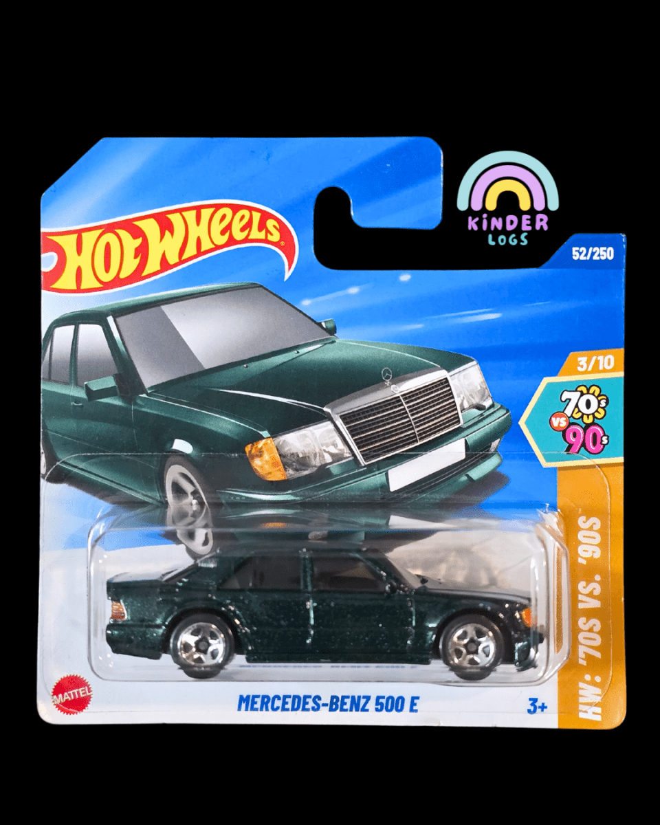 Hot Wheels Mercedes - Benz 500 E - Metallic Green (Short Card) - Kinder Logs