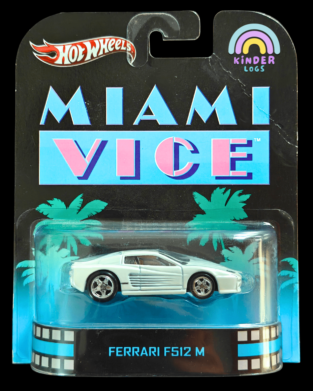 Hot Wheels Miami Vice Ferrari F512 M - Super Rare (Creased Card) - Kinder Logs