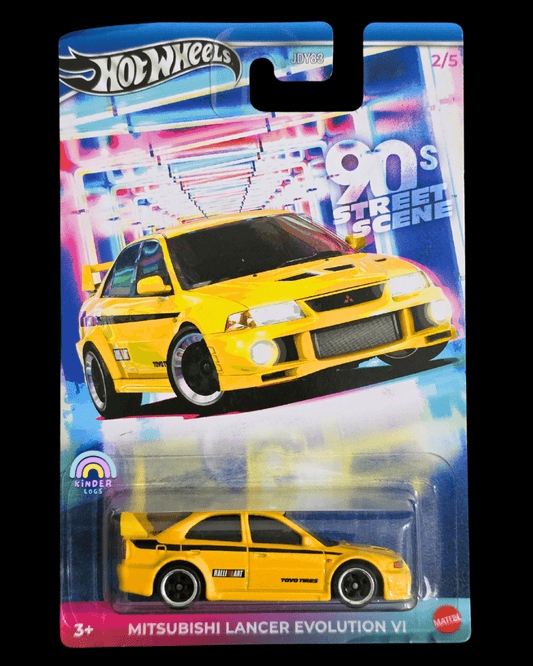 Hot Wheels Mitsubishi Lancer Evolution VI - Yellow (Imported) - Kinder Logs