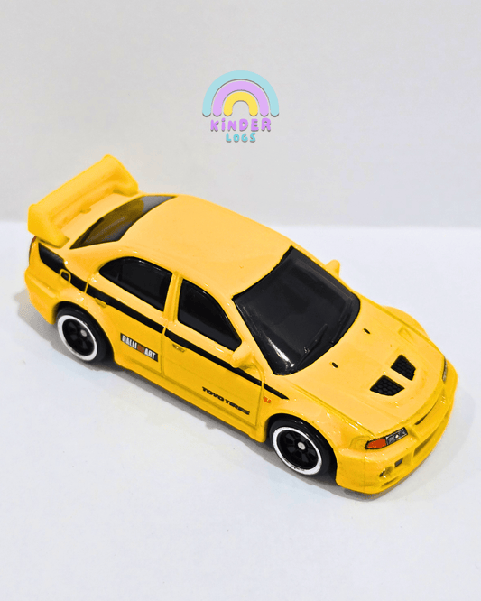 Hot Wheels Mitsubishi Lancer Evolution VI - Yellow (Uncarded) - Kinder Logs