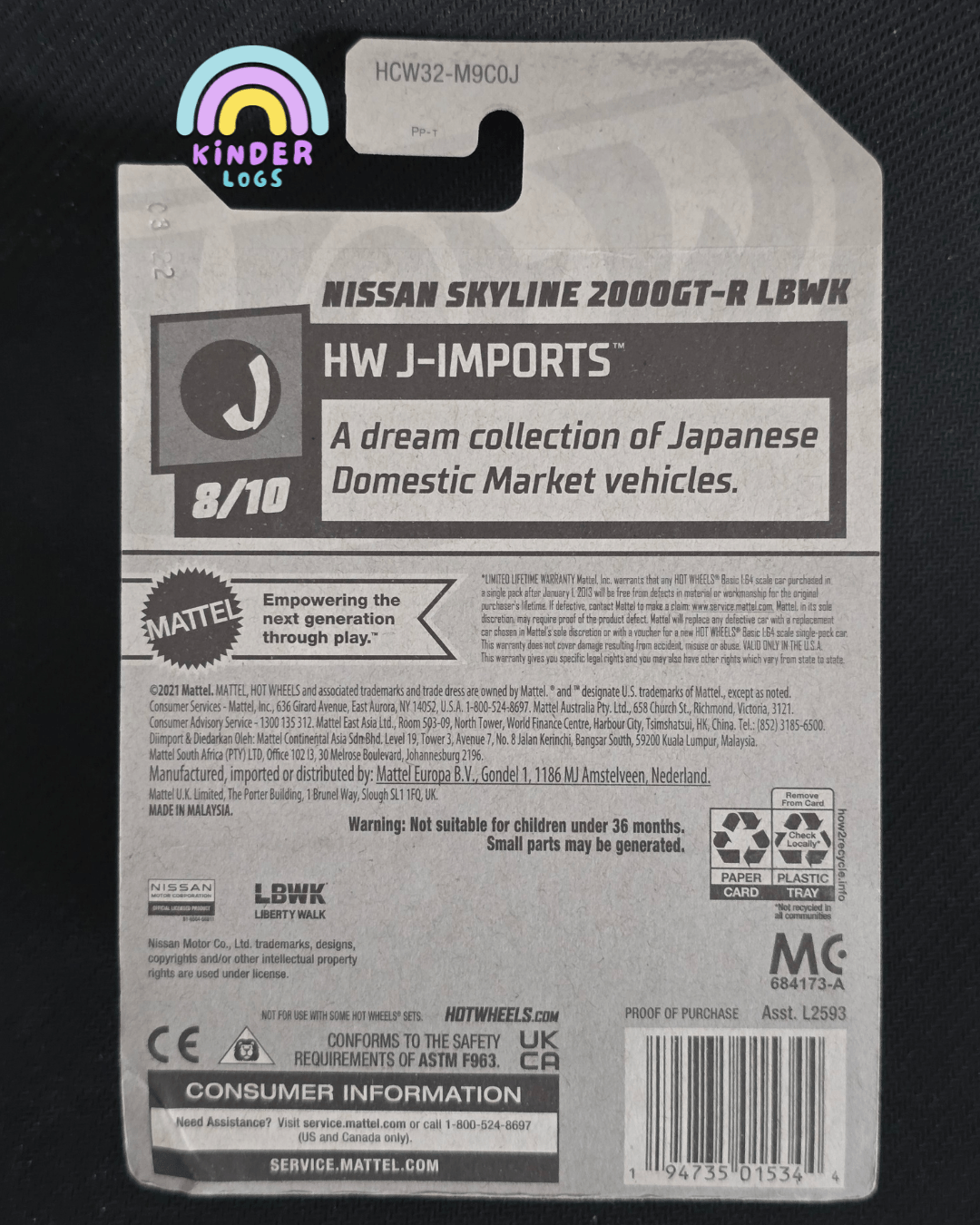Hot Wheels Nissan Skyline 2000 GT - R LBWK (Liberty Walk) - Kinder Logs