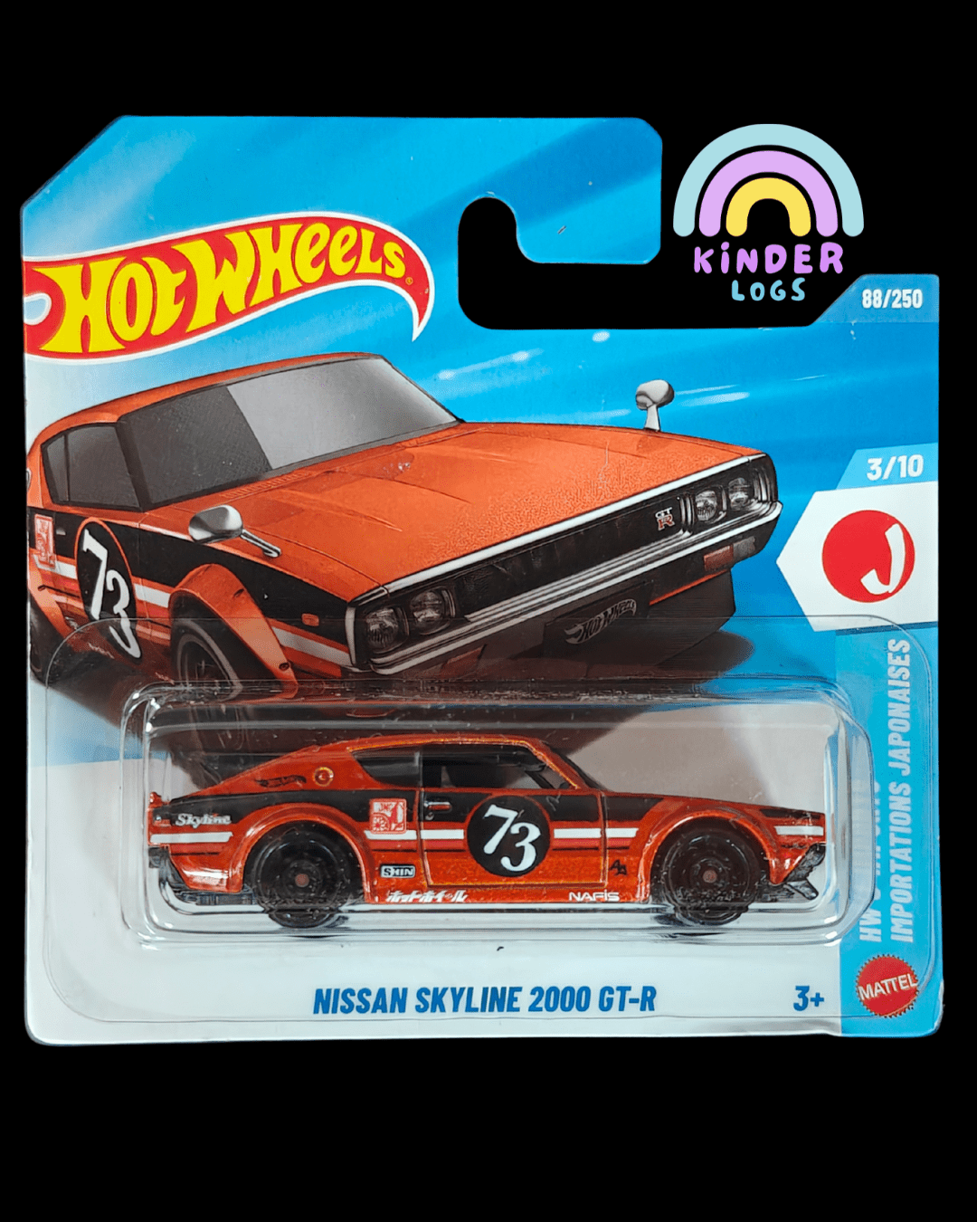 Hot Wheels Nissan Skyline 2000 GT - R - Orange - Short Card (Imported) - Kinder Logs