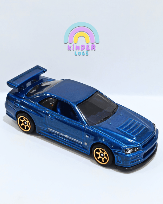 Hot Wheels Nissan Skyline GT-R BNR34 - Blue (Uncarded - New) - Kinder Logs