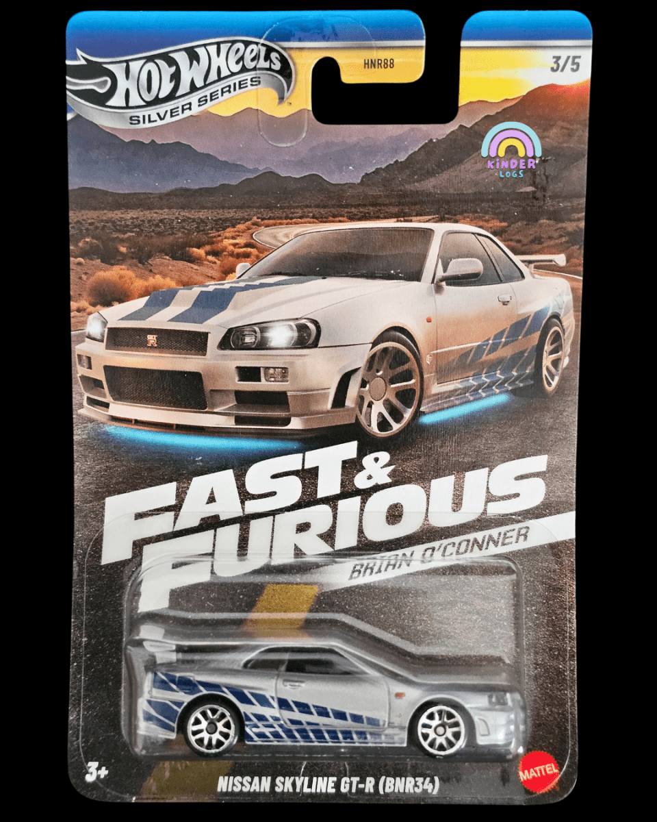 Hot Wheels Nissan Skyline GT - R (BNR34) - Fast & Furious Brian O'Conner - Kinder Logs