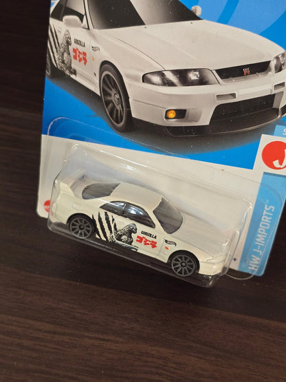 Hot Wheels Nissan Skyline GT - R R33 Godzilla - White (2021 Imported ERROR Card) - Kinder Logs