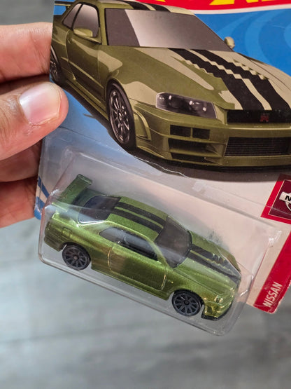 Hot Wheels Nissan Skyline GTR (BNR34) - Metallic Green (Imported) - Kinder Logs