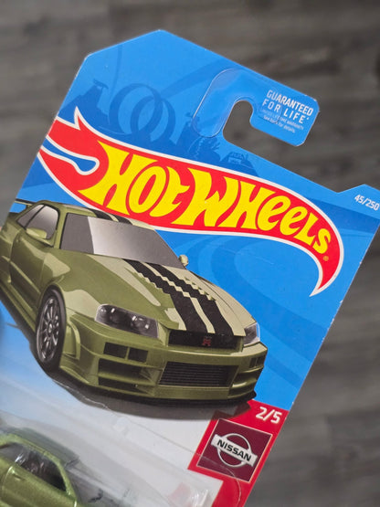 Hot Wheels Nissan Skyline GTR (BNR34) - Metallic Green (Imported) - Kinder Logs