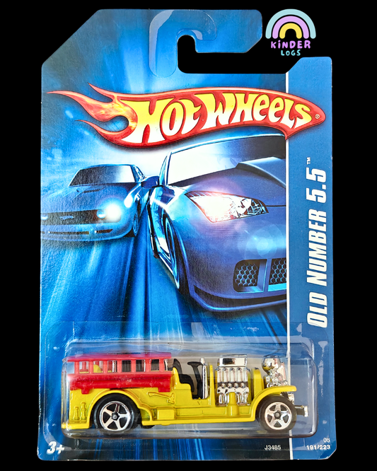 Hot Wheels Old Number 5.5 Fire Engine Truck - Yellow (Imported) - Kinder Logs
