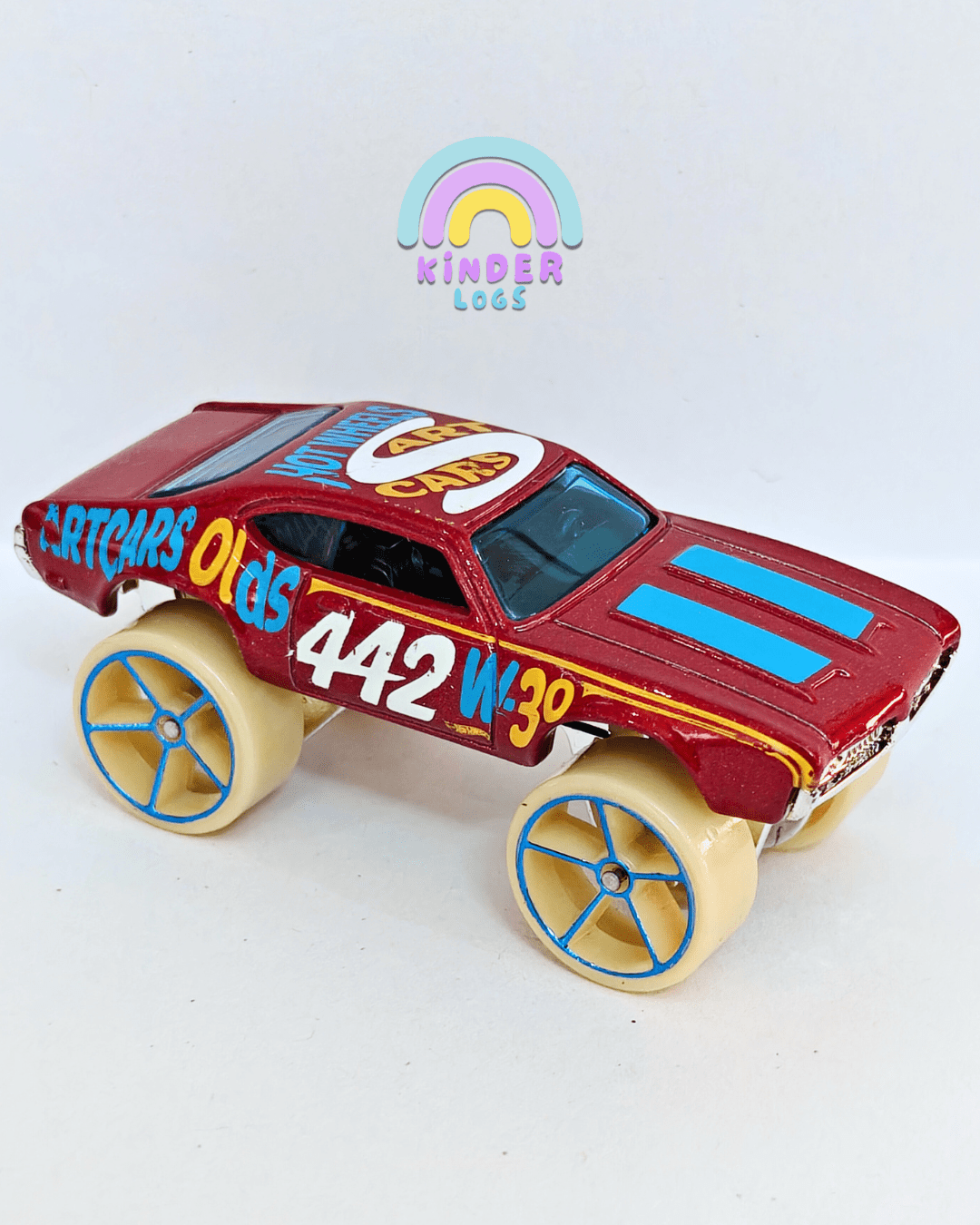 Hot Wheels Oldsmobile 442 W30 Art Car - Red (Uncarded - New) - Kinder Logs