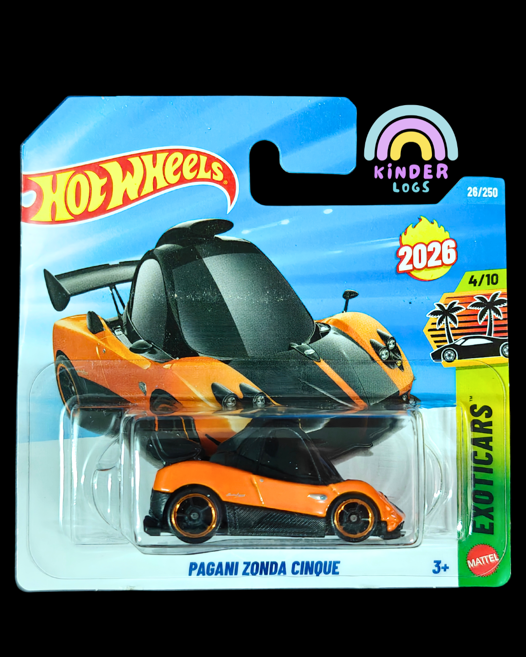 Hot Wheels Pagani Zonda Cinque Tooned - Orange (Short Card - Imported) - Kinder Logs