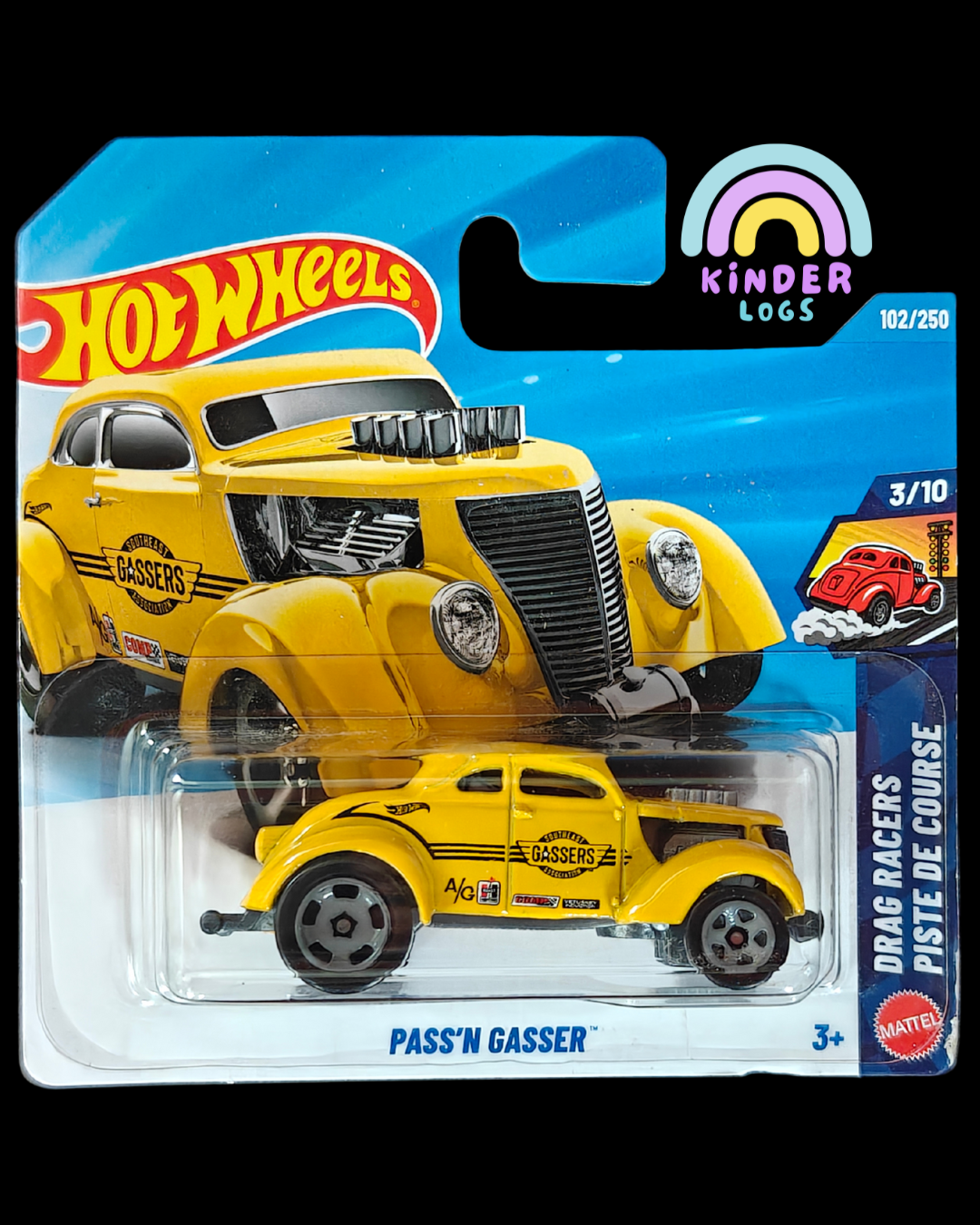 Hot Wheels Pass'N Gasser - Yellow - Short Card (Imported) - Kinder Logs