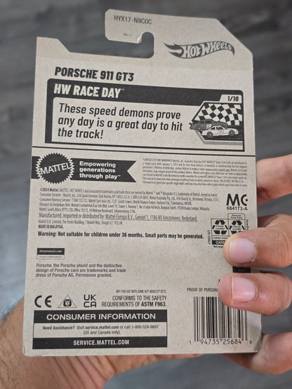 Hot Wheels Porsche 911 GT3 - Black (Imported) - Kinder Logs