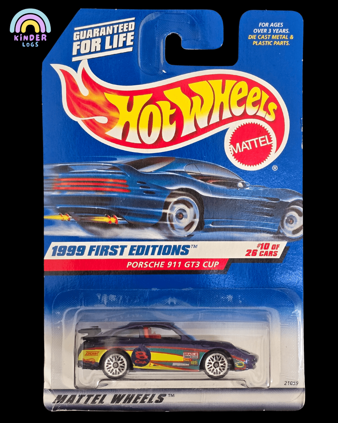 Hot Wheels Porsche 911 GT3 Cup - Purple (Old Card) - Kinder Logs