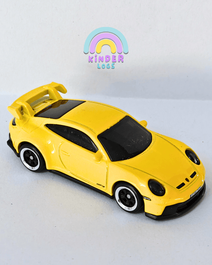 Hot Wheels Porsche 911 GT3 - Yellow (Uncarded - New) - Kinder Logs