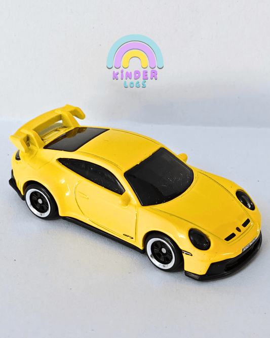 Hot Wheels Porsche 911 GT3 - Yellow (Uncarded - New) - Kinder Logs