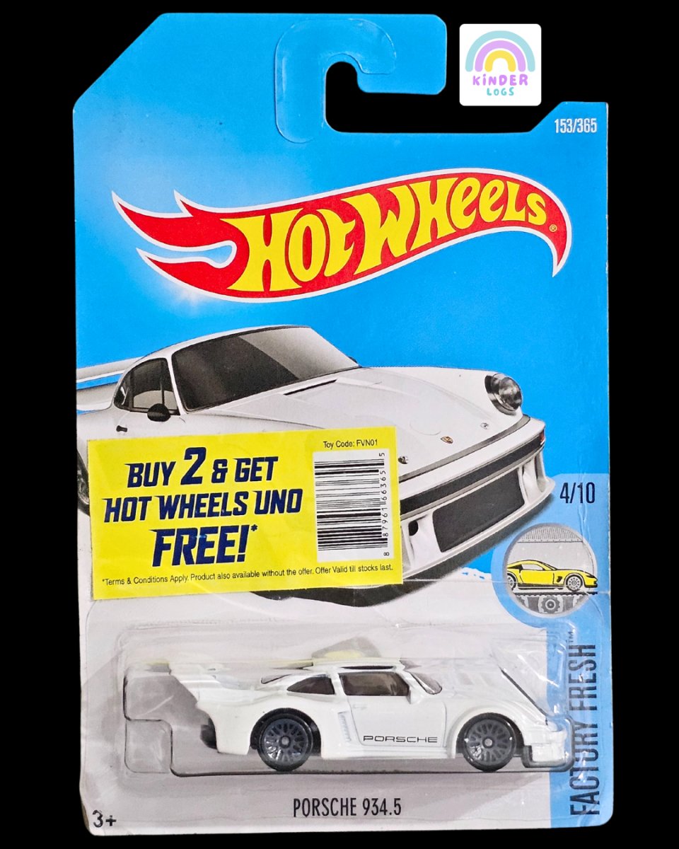 Hot Wheels Porsche 934.5 (White) - Factory Fresh - Kinder Logs