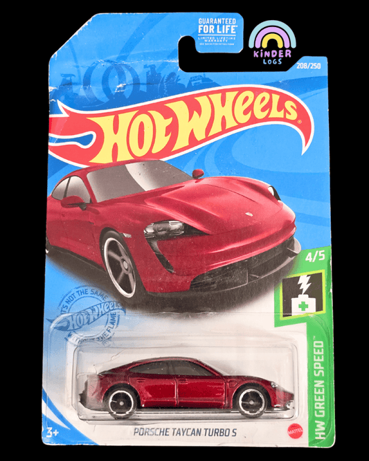Hot Wheels Porsche Taycan Turbo S - Red (Cracked Blister) - Kinder Logs