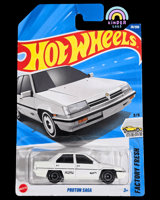 Hot Wheels Proton Saga - White (Imported) - Kinder Logs