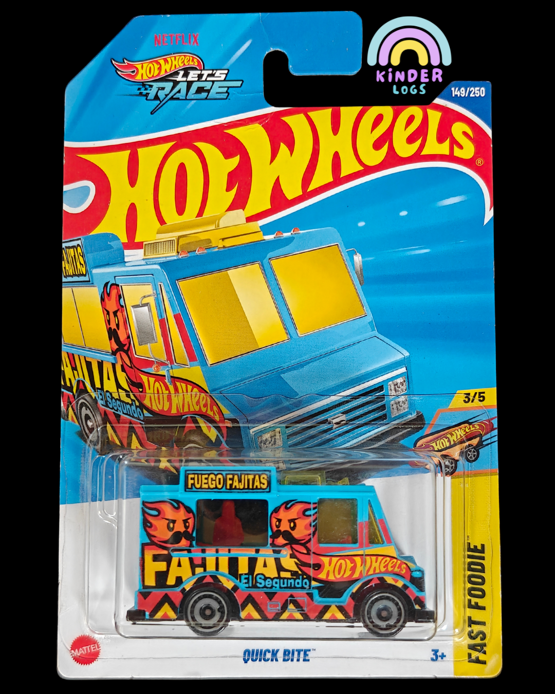 Hot Wheels Quick Bite - Blue (Imported - 2024 Card) - Kinder Logs