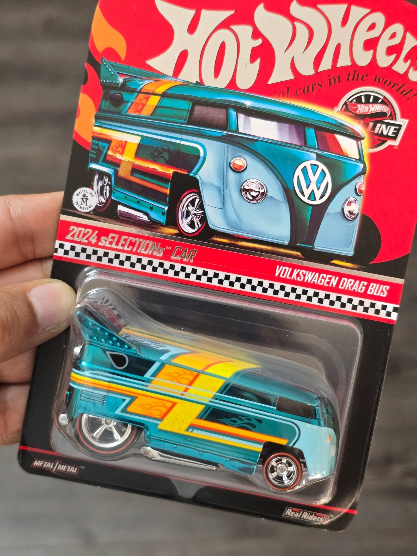 Hot Wheels RLC sELECTIONs Volkswagen Drag Bus (Spectraflame Teal) - Kinder Logs