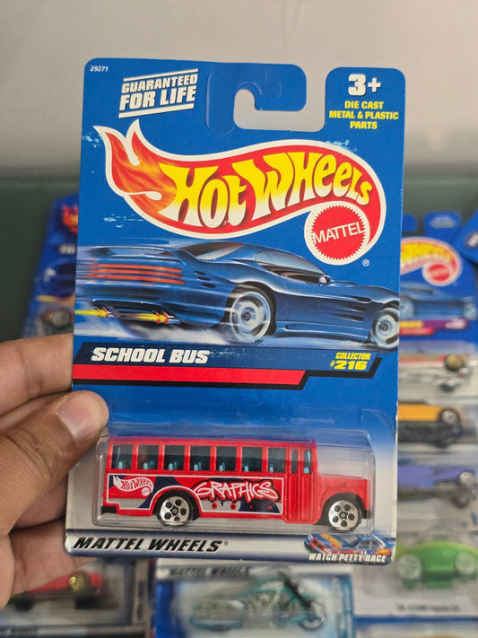 Hot Wheels School Bus (Red) - Collector No. 216 - Kinder Logs