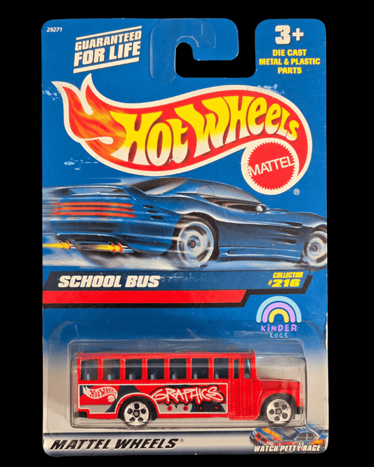 Hot Wheels School Bus (Red) - Collector No. 216 - Kinder Logs