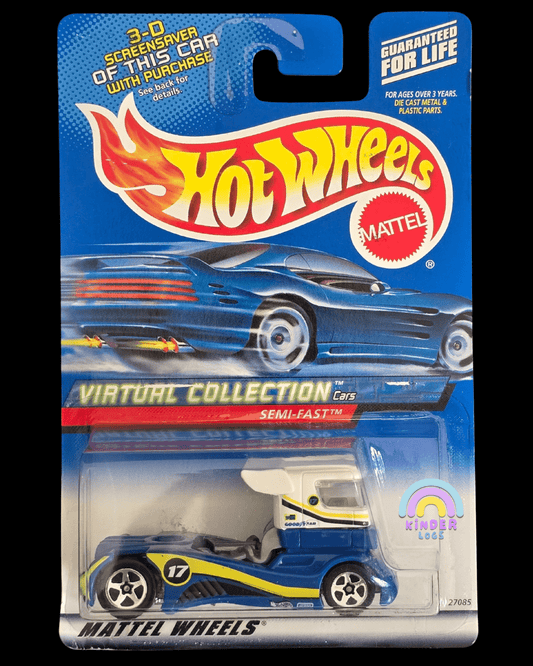 Hot Wheels Semi - Fast Truck (Blue) - Virtual Collection Series - Kinder Logs