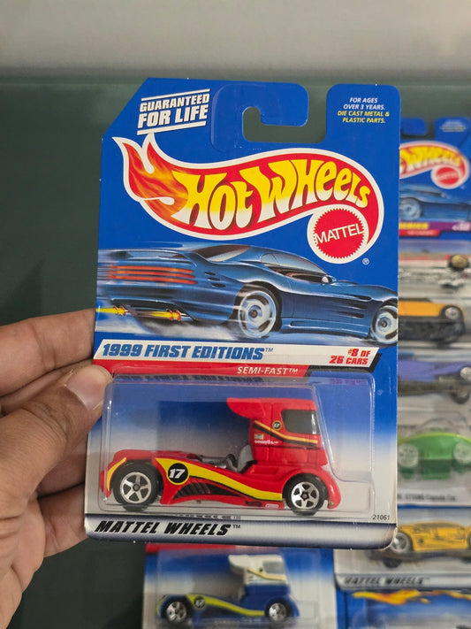 Hot Wheels Semi - Fast Truck (Red) - 1999 First Editions - Kinder Logs